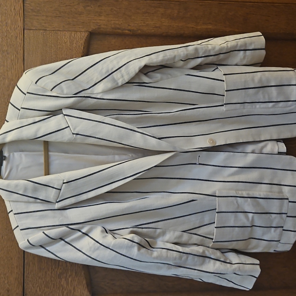 Cream and Black Stripe Blazer